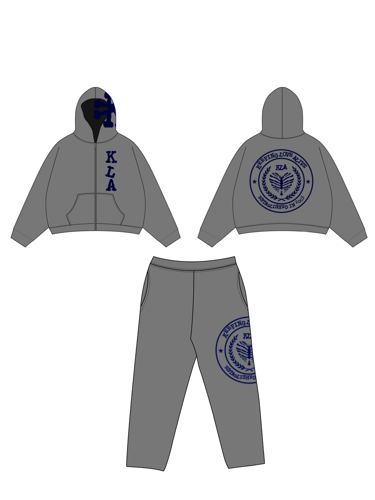 GREY/NAVY KLA UNIVERSITY SWEATSUIT