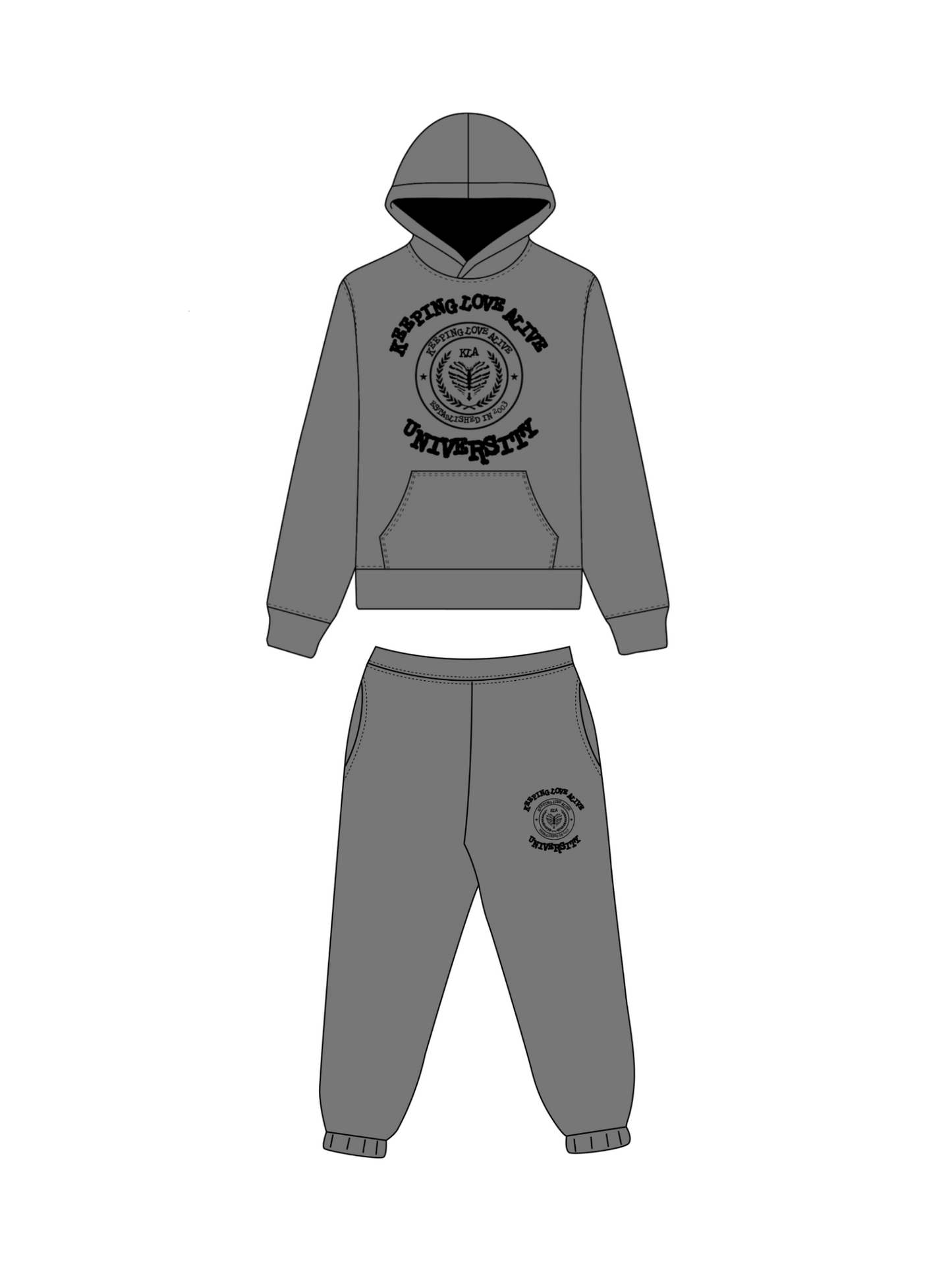 GREY UNIVERSITY SWEATSUIT
