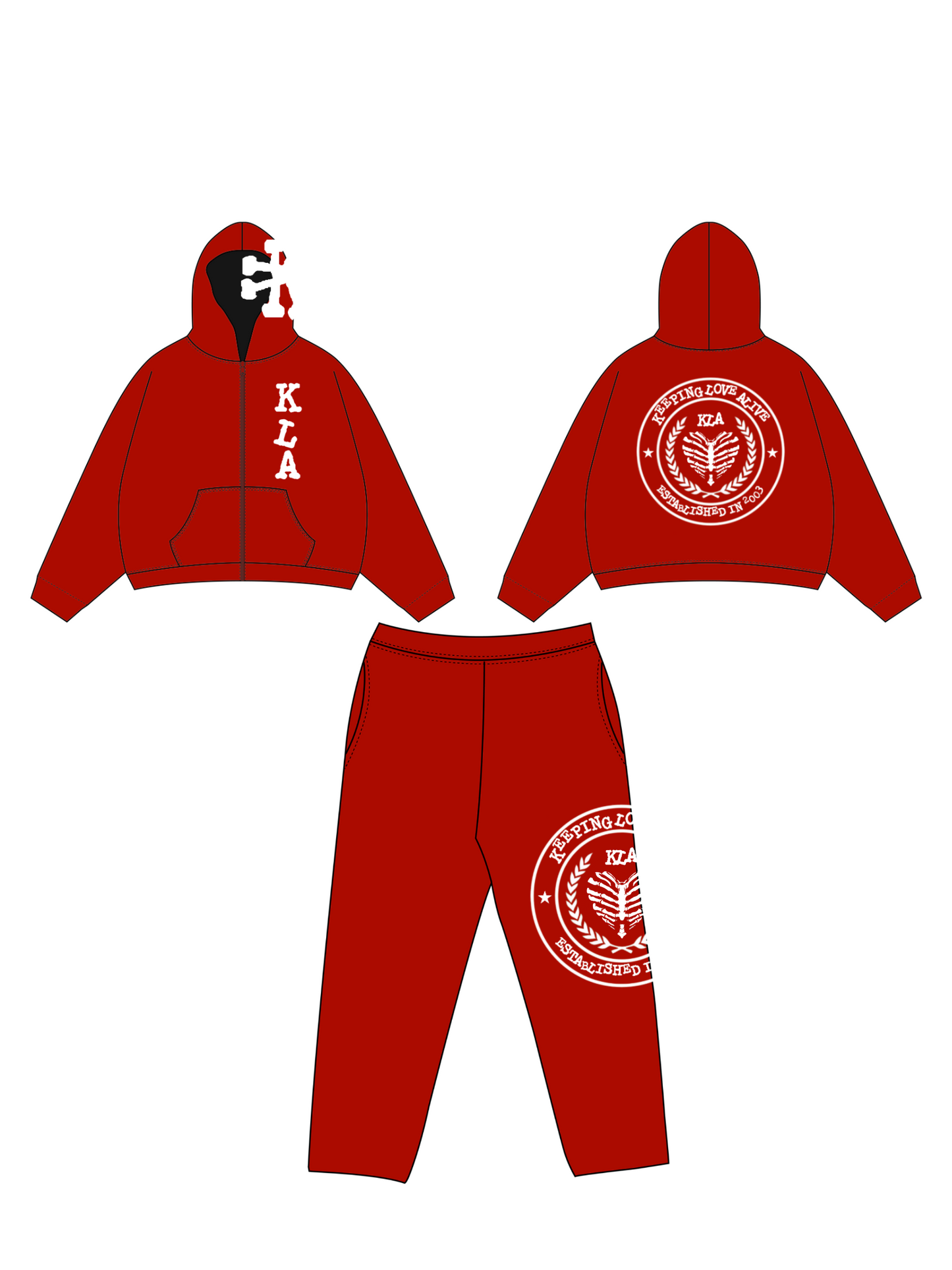 RED KLA UNIVERSITY SWEATSUIT