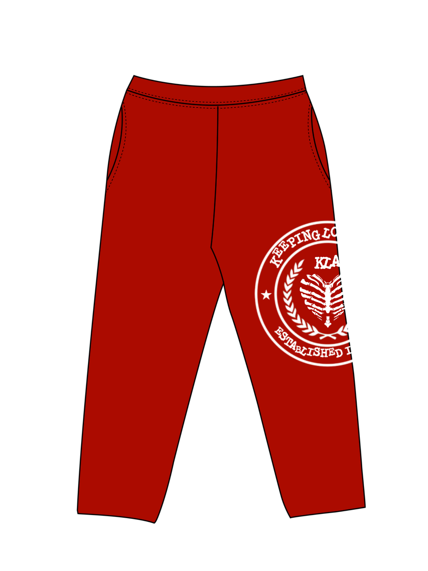 RED KLA UNIVERSITY SWEATPANTS