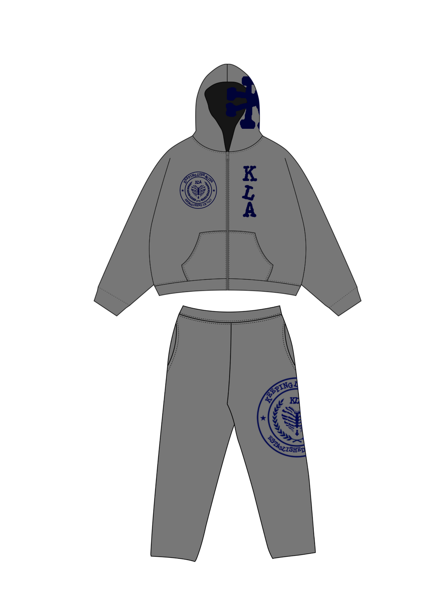 Grey/Navy Kla University Sweatsuit
