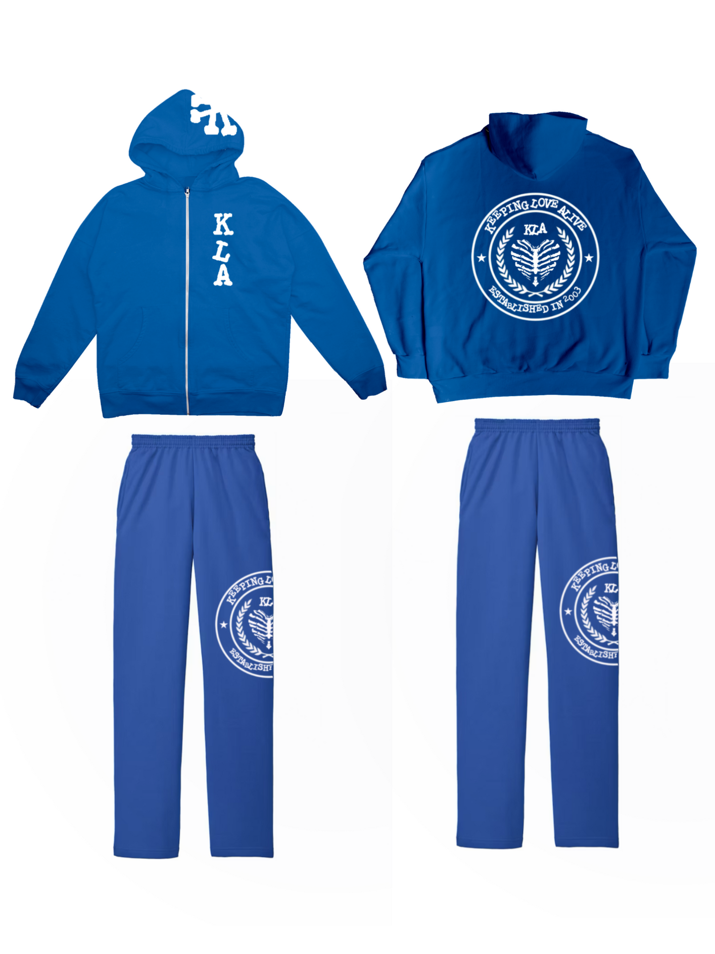 BLUE KLA UNIVERSITY SWEATSUIT