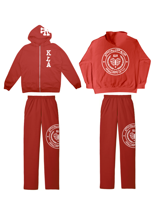 RED KLA UNIVERSITY SWEATSUIT