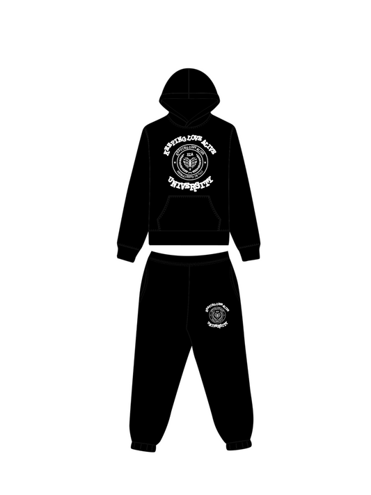 BLACK UNIVERSITY SWEATSUIT
