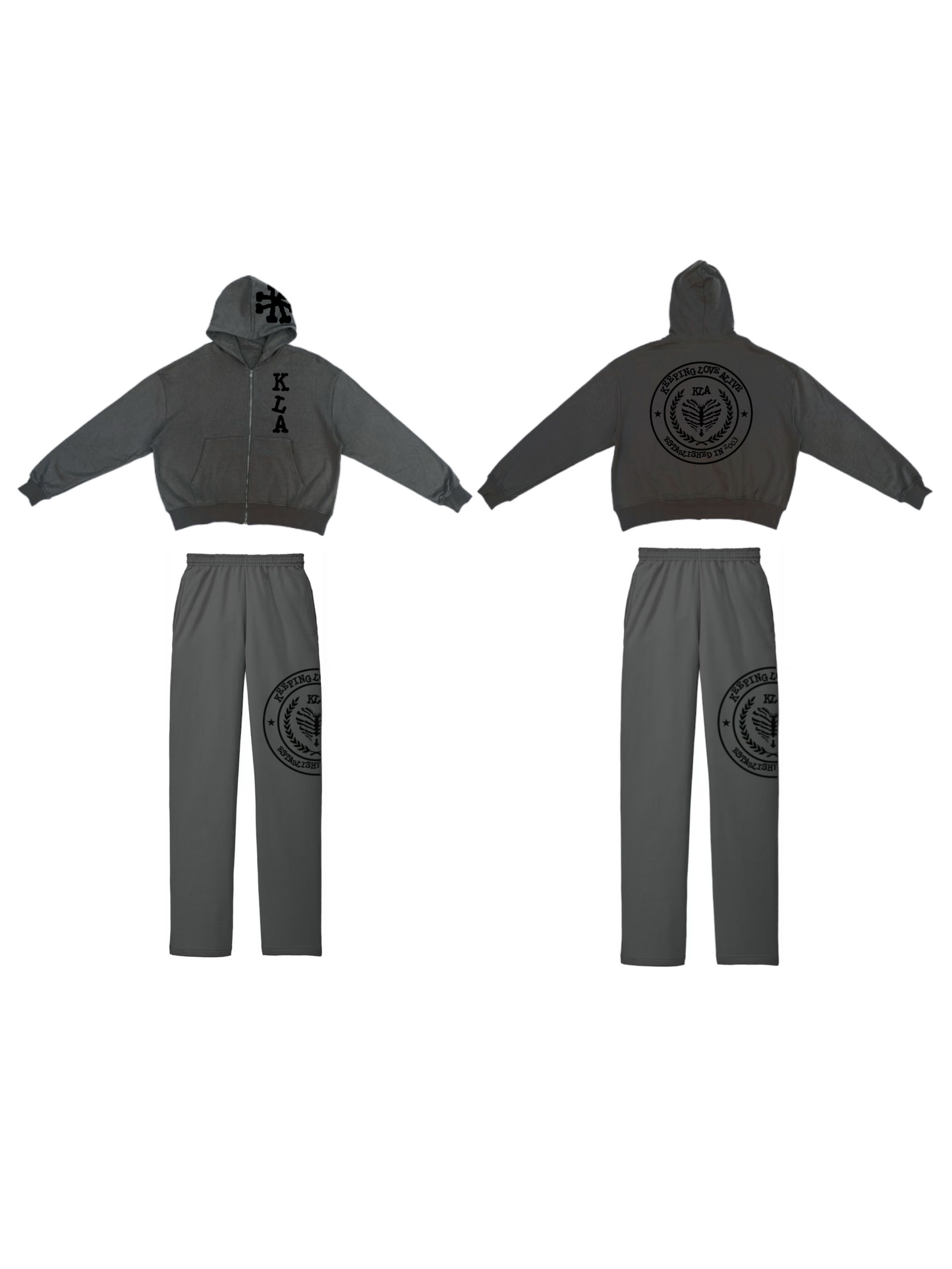 CHARCOAL KLA UNIVERSITY SWEATSUIT