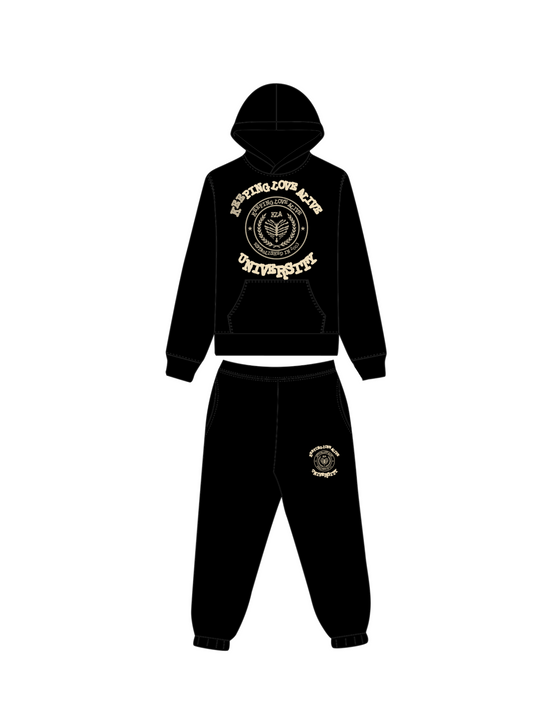 BLACK/CREAM UNIVERSITY SWEATSUIT