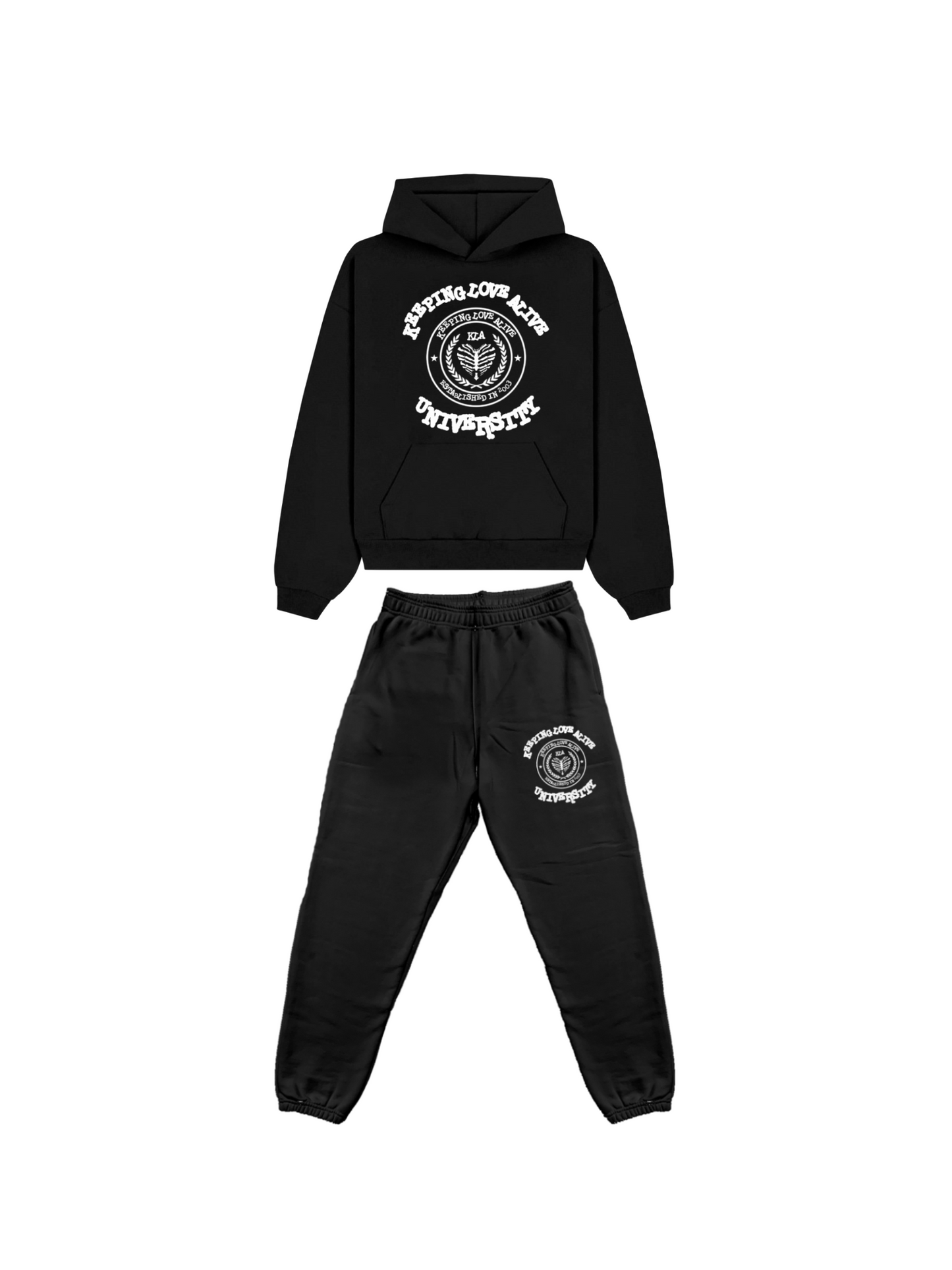 BLACK UNIVERSITY SWEATSUIT